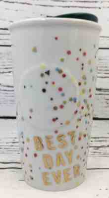 Starbucks Mug 2015 Best Day Ever Ceramic Confetti Tumbler Coffee Travel With Lid - Sold on eBay Oct, 23rd 2019 for $18.40