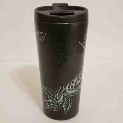 Starbucks Black Stainless Steel Tumbler W/ Mermaid Logo Grape Vines Grande 2014 - Sold on eBay Oct, 23rd 2019 for $19.50