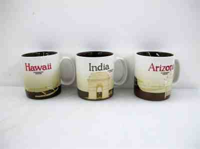 Starbucks Coffee Global Icon Collector Mugs 16 fl oz | India - Hawaii - Arizona - Sold on eBay Oct, 23rd 2019 for $29.00