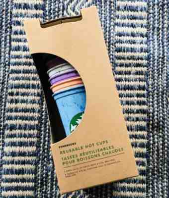 HTF Starbucks Color Marble 2019 HOT Cups- 6 Cups With 6 Lids -Reusable NEW - Sold on eBay Oct, 23rd 2019 for $24.02