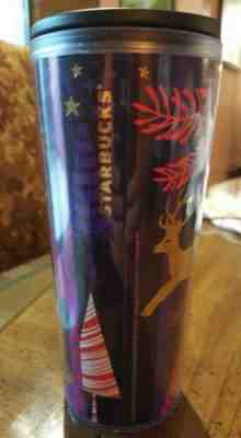 Starbucks Forest Animals Travel Coffee Mug 2017 Red Gold Purple - Sold on eBay Oct, 23rd 2019 for $15.50