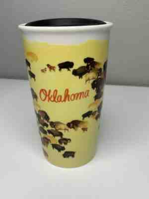 Starbucks Oklahoma 2016 Yellow Buffalo Ceramic Traveler 10 Oz Tumbler Mug - Sold on eBay Oct, 23rd 2019 for $20.40