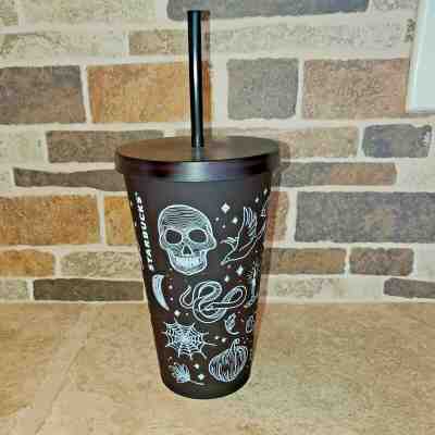 Starbucks Halloween Tumbler 2019 Skull Pumpkin Snake Cat 16 oz Purple Black NEW  - Sold on eBay Oct, 23rd 2019 for $52.24