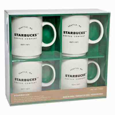 Starbucks Coffee Co. Stackable Ceramic Coffee Mugs (Set of 4) -14 Fl Oz Ea. - Sold on eBay Oct, 23rd 2019 for $19.99