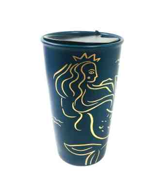 Starbucks 2017 Mermaid Golden Siren Sea Blue Ceramic Anniversary Traveler 12 oz - Sold on eBay Oct, 23rd 2019 for $44.99