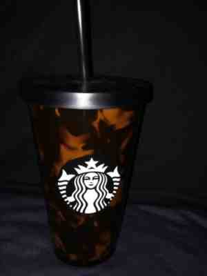 NEW Starbucks Tortoise Shell Tumbler Black Brown Cold Cup Straw 16oz 2019 w/ SKU - Sold on eBay Oct, 23rd 2019 for $15.99