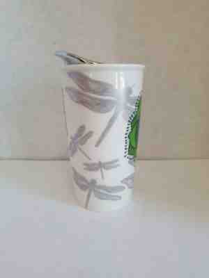 Starbucks 2014 Silver Dragonfly Dot Collection 12oz Ceramic Travel Mug with Lid - Sold on eBay Oct, 23rd 2019 for $19.99