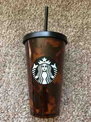 NEW Starbucks Tortoise Shell Tumbler Black Brown Cold Cup Straw 16oz 2019 w/ SKU - Sold on eBay Oct, 22nd 2019 for $28.90