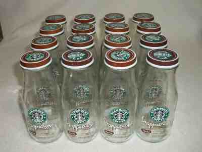 16 Starbucks Frappuccino Glass Bottles Caps Lids Empty 9.5oz Crafts Canning - Sold on eBay Oct, 22nd 2019 for $16.00