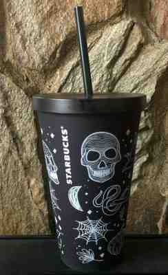 New Starbucks 2019 Halloween SKull Tumbler 16oz Pruplish Black - Rare - Sold on eBay Oct, 22nd 2019 for $44.99