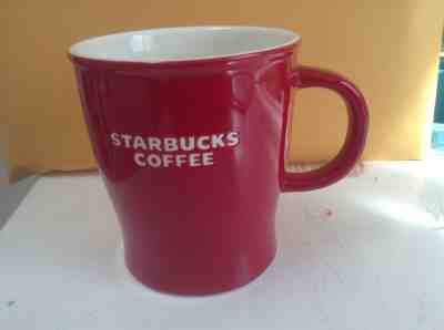 Starbucks 14 oz Coffee Mug 2008 Red Recessed Lettering Tea Coffee Cup Beverage  - Sold on eBay Oct, 22nd 2019 for $19.49