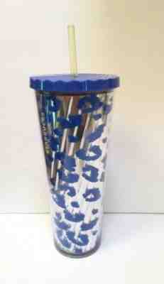 Starbucks Tumbler Venti 24 FL OZ  Leopard Cheetah Blue and Silver Cold Cup - Sold on eBay Oct, 22nd 2019 for $16.49