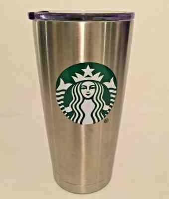 STARBUCKS 20oz Stainless Steel Vacuum Tumbler Silver Mermaid Logo Insulated - Sold on eBay Oct, 22nd 2019 for $16.59