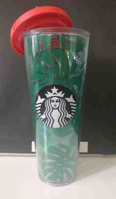 Starbucks Cold Travel Cup Green Leaves and Lace Siren Mermaid 24 oz - Sold on eBay Oct, 22nd 2019 for $29.99