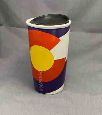 NEW Starbucks Colorado Flag Double Wall Ceramic Traveler Coffee Mug Cup 12oz - Sold on eBay Oct, 22nd 2019 for $20.00