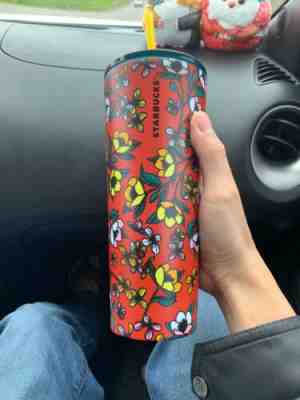 NEW STARBUCKS COLD CUP Spring 2019 Red Rose STAINLESS STEEL TUMBLER 24 oz FSHP