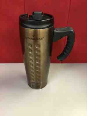 2008 Starbucks Gold Copper Stainless Travel Tumbler Handle 16oz double walled  - Sold on eBay Oct, 22nd 2019 for $31.95