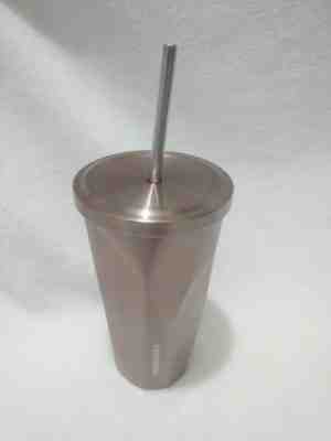 Starbucks Rose Gold Faceted Stainless Steel Travel Mug Tumbler Glass with Straw - Sold on eBay Oct, 22nd 2019 for $19.49