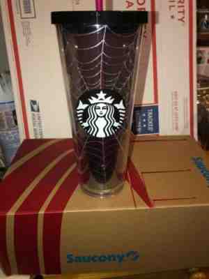 Starbucks Acrylic Halloween Silver Glitter Spider Web Cold Cup Tumbler 24oz - Sold on eBay Oct, 22nd 2019 for $26.00