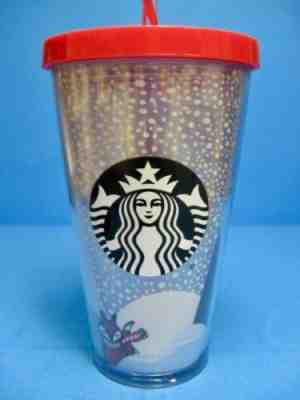 2016 STARBUCKS Christmas Holiday FOX Travel Cold Cup Plastic Tumbler 16 oz - Sold on eBay Oct, 21st 2019 for $24.95
