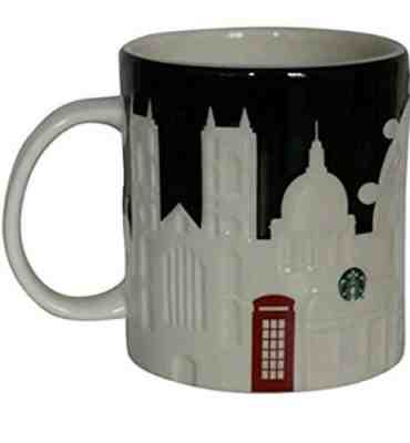 Starbucks London Relief Series Mug 2011 Black Big Ben Eye Tower Phone Cup 16oz  - Sold on eBay Oct, 21st 2019 for $26.00
