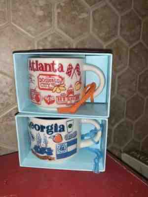 NIB Starbucks Been There Series Atlanta And Georgia Christmas Mug Ornaments 2oz - Sold on eBay Oct, 21st 2019 for $17.99