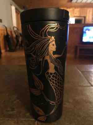 NEW Starbucks Flip Top Insulated Tumbler Stainless Steel  Black 16oz Mermaid - Sold on eBay Oct, 21st 2019 for $17.50