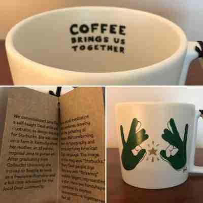 RARE! NWT Starbucks ASL Mug deaf Sign Language Coffee Cup 14oz - Sold on eBay Oct, 21st 2019 for $32.00