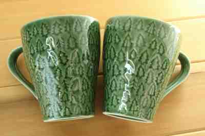 Set Of 2 Starbucks Coffee Mug Design House Stockholm Embossed Pine Trees 2008 - Sold on eBay Oct, 21st 2019 for $18.00