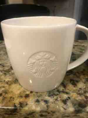 2 STARBUCKS White V Venti (20 oz) Vente Mug Embossed Siren 2010 Mermaid Logo - Sold on eBay Oct, 21st 2019 for $19.99