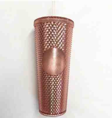 Starbucks Pink Tumbler 2019 Rose Gold Radiant Iridescent Jeweled 24oz Cold Cup - Sold on eBay Oct, 21st 2019 for $40.00