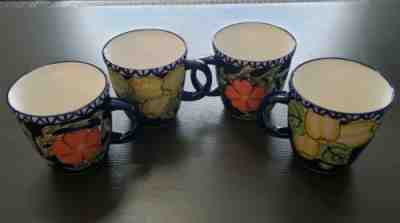 Starbucks Coffee 2001 18oz Mug Set Of 4 Barista Orange Floral Yellow Lemon - Sold on eBay Oct, 21st 2019 for $25.00