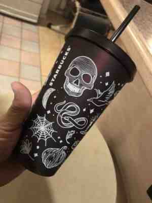 Starbucks Halloween 2019 Skull 16 Oz Tumbler Cup Purple/Black Spider Web RARE - Sold on eBay Oct, 21st 2019 for $34.00