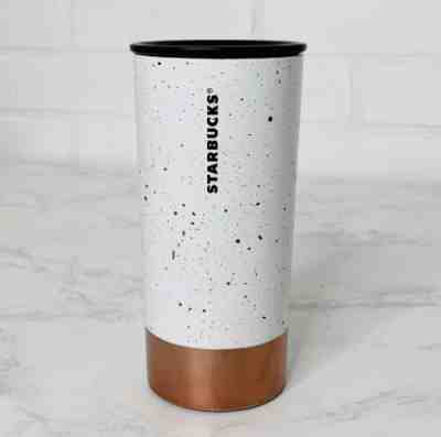 STARBUCKS Slim Tumbler Mug Cork Bottom with Lid Rose Gold White Black 12 oz  - Sold on eBay Oct, 21st 2019 for $65.00