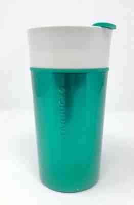 Starbucks Green / Teal Metal Travel Mug Cup Tumbler 2015 12 oz - Sold on eBay Oct, 20th 2019 for $21.99