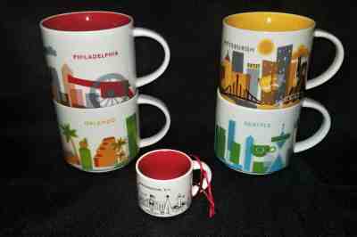NEW STARBUCKS You Are Here YAH 4 Mug Lot PIttsburgh Philadelphia Seattle Orlando - Sold on eBay Oct, 20th 2019 for $25.57