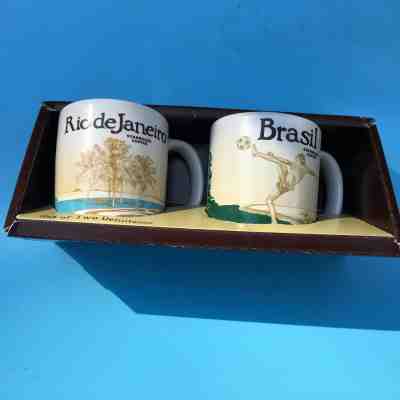 Starbucks Demitasse 3 oz Espresso 2 Mug Set Rio de Janeiro Brasil 2015 NW Box - Sold on eBay Oct, 20th 2019 for $32.00