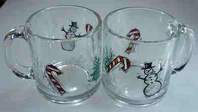 2 Starbucks Clear Glass Snowman Mugs USA,Xmas Trees Candy Cane Snowflakes Mint - Sold on eBay Oct, 20th 2019 for $20.00