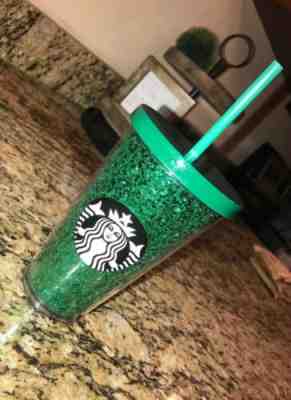 Starbucks Green Glitter Sparkle Cold Cup Tumbler (16 oz) - Sold on eBay Oct, 20th 2019 for $17.99