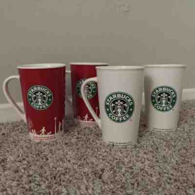 Starbucks Tall Ceramic Coffee Mug White Siren 2005 Christmas Red Silhouette 2006 - Sold on eBay Oct, 20th 2019 for $24.00