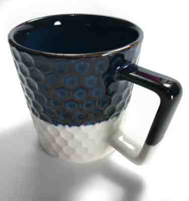 RARE 12oz Starbucks Beehive Honeycomb Mug White Blue Brown Cup