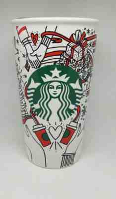 Starbucks Christmas Holiday 2017 To Go Travel Tumbler Ceramic Mug Drink Cup - Sold on eBay Oct, 20th 2019 for $22.99