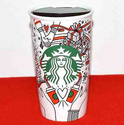 Starbucks 2017 Christmas Holiday Red Tumbler Ceramic Coffee Mug Siren Peace New - Sold on eBay Oct, 20th 2019 for $22.45