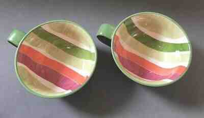 2 STARBUCKS 2008 Coffee Tea Mug / Cereal Soup Cup Color Striped Green New w/Tag - Sold on eBay Oct, 20th 2019 for $45.00