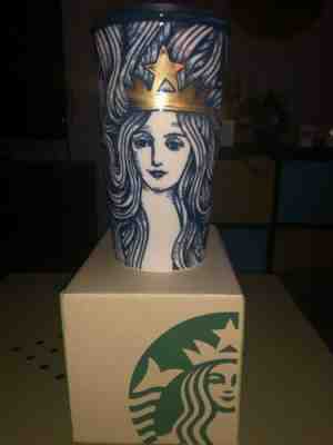 Starbucks Siren Gold Crown Ceramic Tumbler - Sold on eBay Oct, 20th 2019 for $45.00