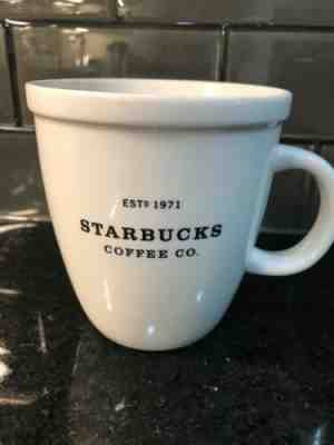 Starbucks 2001 Barista Abbey White with Black Est 1971 Coffee Mug Cup 16 oz. - Sold on eBay Oct, 20th 2019 for $17.00