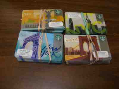100  NEW YORK  NYC BRIDGE BROOKLYN EMPIRE STATE BLDG. REGIONAL STARBUCKS CARDS - Sold on eBay Oct, 20th 2019 for $19.99