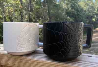 NEW Starbucks Halloween 2019 Skull & Spiderweb Set Of 2 Coffee Mugs Cup SKU - Sold on eBay Oct, 20th 2019 for $34.99