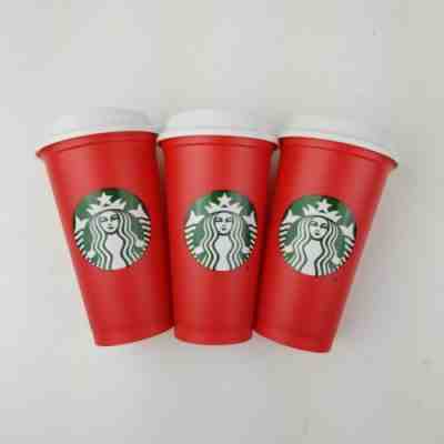 Lot Of 3 Starbucks Coffee 2018 Red Reusable Limited Edition Holiday 16oz Cups  - Sold on eBay Oct, 20th 2019 for $20.99
