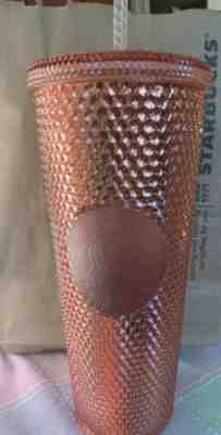 Starbucks Acrylic Iridescent Rose Gold Pink Studded Rainbow Cold Cup Tumbler - Sold on eBay Oct, 20th 2019 for $51.99